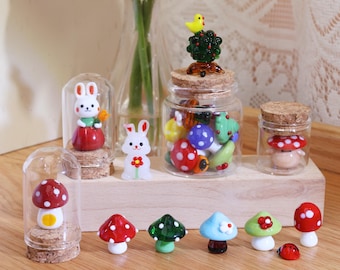 Hand Blown glass mini mushroom ornament, glass ornament, fairy garden decoration, hand blown mushroom, decor for flowerpots, mushroom lover