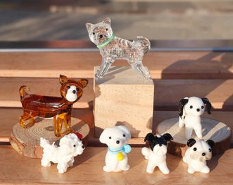 Mundgeblasenes Glas Hundefiguren - Gedenkgeschenk für Tierliebhaber, Hundeminiatur, Glastier, Katzenliebhaber Geschenk, Micro Art Glastiere