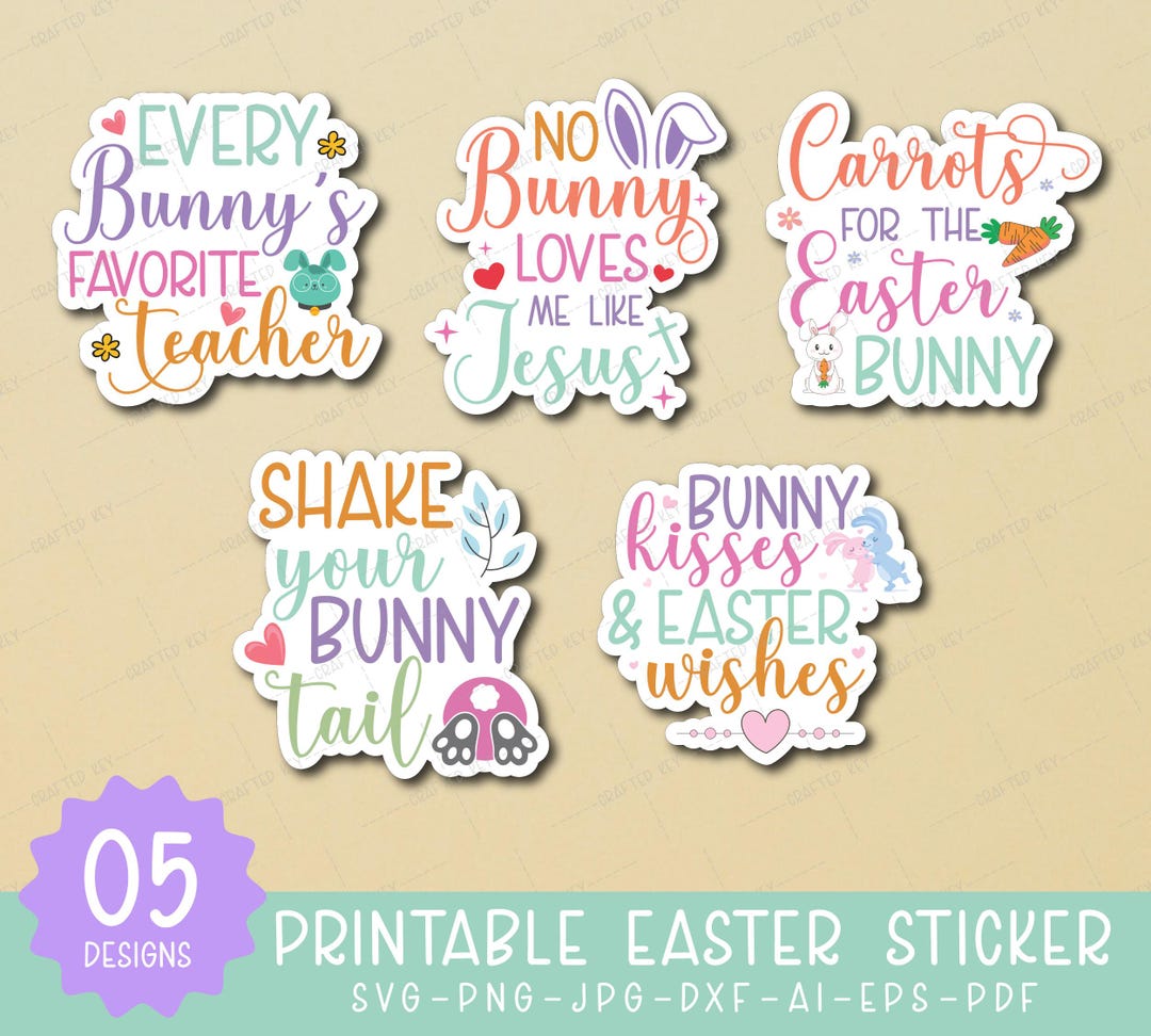 Easter Printable Stickers | Easter Print and Cut Png | Easter Digital ...
