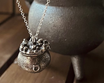 TOIL & TROUBLE - sterling silver cauldron pendant, witch’s spell, pagan