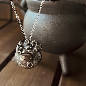 TOIL & TROUBLE - sterling silver cauldron pendant, witch’s spell, pagan