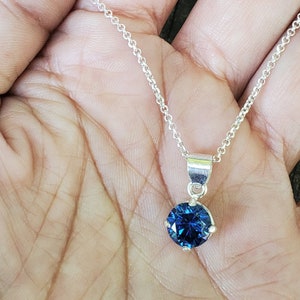 SOMETHING BLUE - simple sterling silver pendant,  blue synthetic sapphire,  cute, dainty wedding
