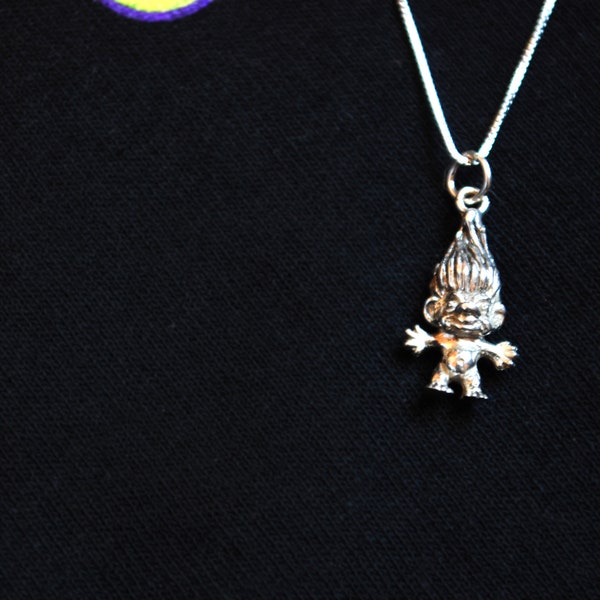 TINY TREASURE - 90s treasure troll, sterling silver charm, cute and adorable