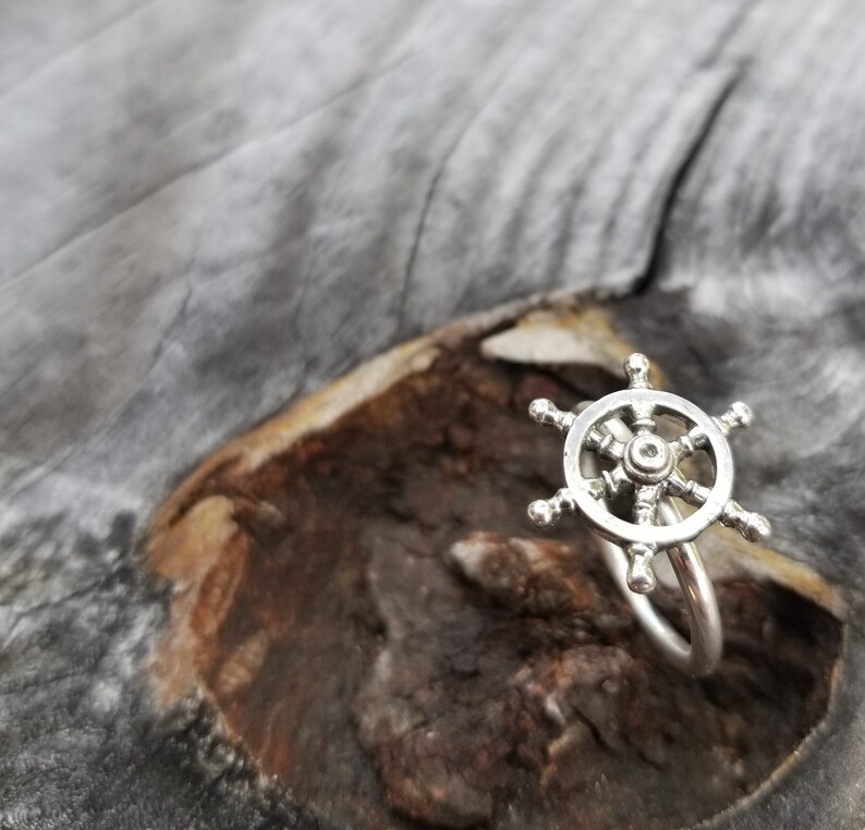 Wheel Stacking Rings SAILOR - Sterling Silver Sailboat Wheel, Stacking Ring, Simple - Etsy