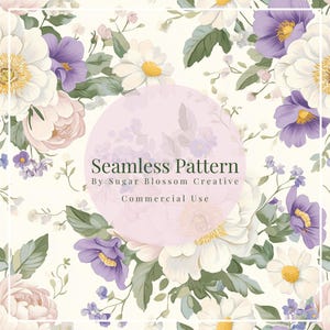 Motif floral sans couture de fleurs gracieuses - style Aquarelle, usage commercial, téléchargement numérique, design floral élégant, jolies fleurs, fleurs