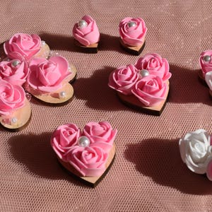 Set decorazione matrimonio rose e cuori colore rosa scuro