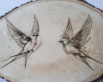 Bluejay Birds - Laser Engraved Basswood