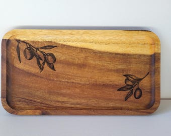 Laser Engraved Wooden Charcuterie Board/Wood Tray- Olives