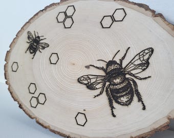Bumblebees - Laser Engraved Basswood