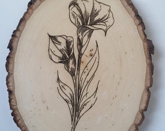 Calla Lily - Laser Engraved Basswood