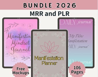Manifestation planner PLR MRR, Manifestation Journal 2026, Commercial Use, Plr planner, Digital products, Canva templates, Digital Download