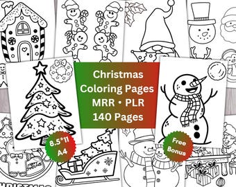 Christmas Coloring Pages PLR MRR, Christmas Coloring Book for kids, Christmas Coloring Sheets, Commercial Use, Resell Rights, Download