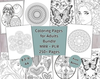 Adult Coloring Book PLR MRR, Mandala coloring, Coloring Pages for adults, Stress Relief, Art Therapy, Mindfulness, Printable, Editable, PDF