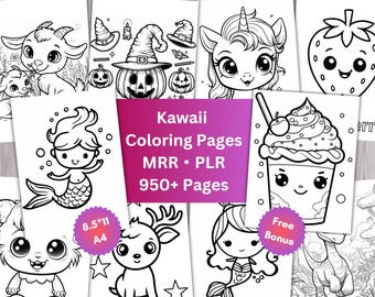 950+ Kids Coloring Pages Bundle: Christmas, Cute Bold Easy Coloring Book MRR PLR (Digital Download)