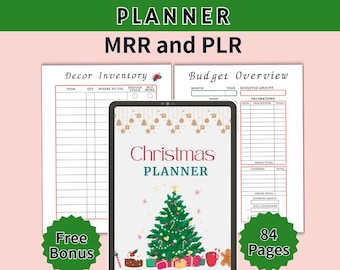 Christmas Planner PLR MRR,  Editable Holiday Planner, Commercial Use, Resell Rights, Printable, Digital Download, For Holiday Season, PDF