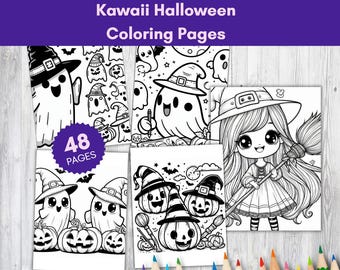 Halloween Coloring Pages for Kids, Cute Spooky Coloring Book, Halloween Printable,  Spooky Coloring Sheets, Halloween Party, Download PDF