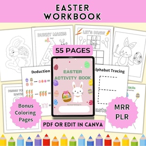 Easter Activity Book PLR MRR, Easter workbook for Kids, Resell Rights, Commercial Use, Editable, Printable, Kindergarten, Homeschool, PDF