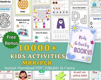 10000+ Educational Kids Resources Mega Bundle PLR MRR, Educational Printable Worksheets, Editable, Homeschool, Preschool, Kindergarten