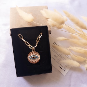 Gold-Plated Evil Eye Necklace: Handmade Protection Charm