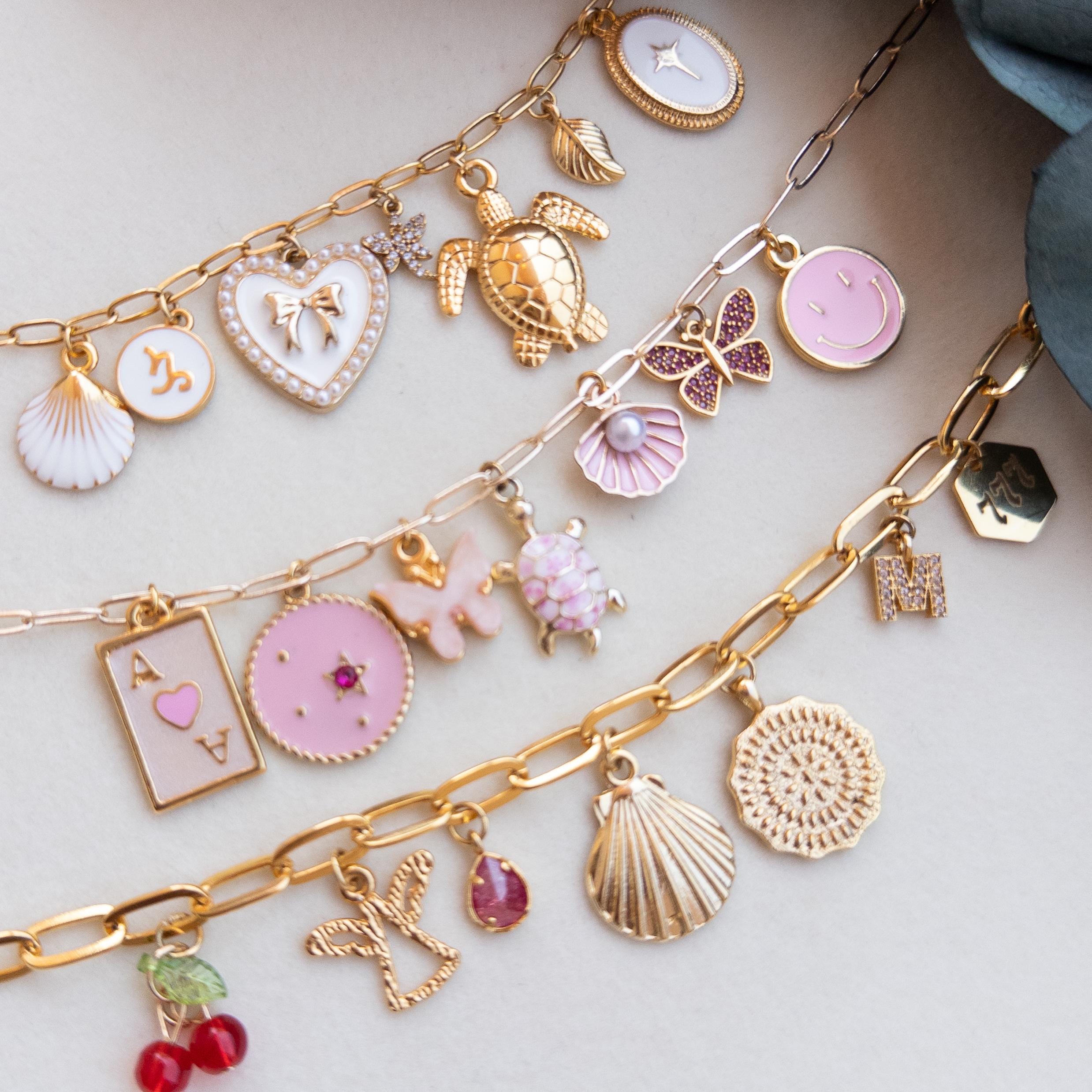 Personalized Gold Charm Bracelet: Custom Initial & Symbol Jewelry