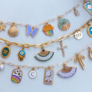Build Your Own Custom Charm Necklace for Women, Summer Charm Necklace, Vintage Chunky Necklace, Pick Your Charms, Personalized Birthday Gift