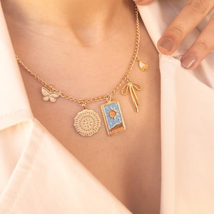 Build Your Own Custom Charm Necklace for Women, Summer Charm Necklace, Personalized Mother&#39;s Gift, Vintage Chunky Necklace, Pick Your Charms