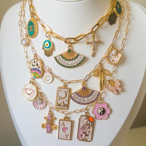 Custom Gold Charm Necklace: Personalized Vintage Jewelry Gift