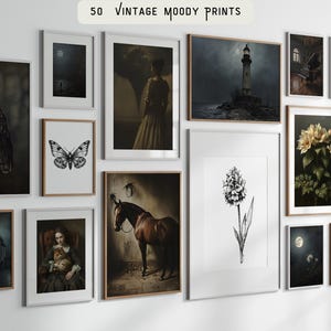 Vintage Moody Prints | Rustic Dark Gallery Wall Set | Antique Mood Gallery Wall Prints | Dark Academia Decor | Digital Download |