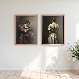 Set Of 2 Vintage Moody Prints | Antique Moody Gallery Wall | Dark Academia Decor | Rustic Dark Gallery Wall Art | Digital Download |