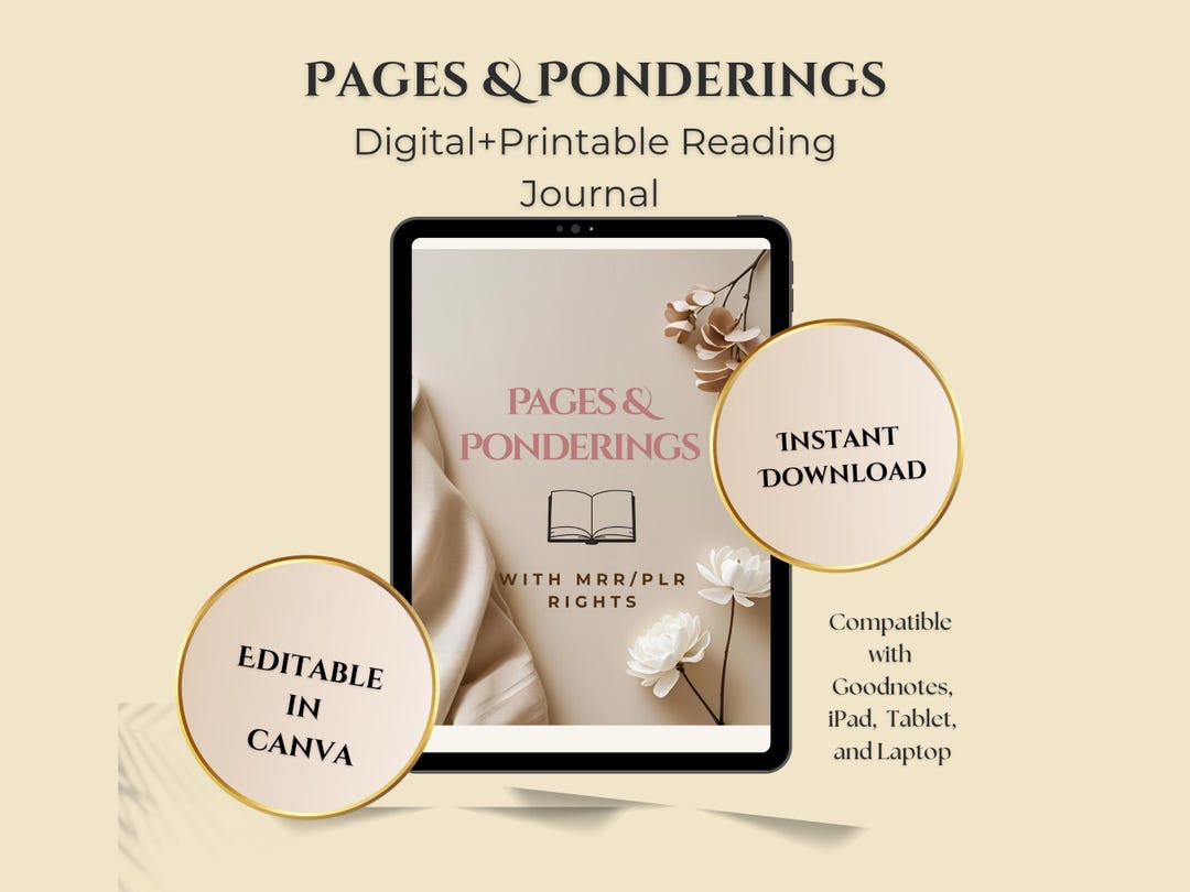 Digital Reading Journal Canva, Instant Download PDF Printable Goodnotes ...