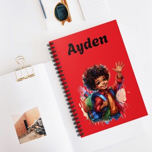 Cuaderno espiral personalizado para niños con nombre, bloc de notas escolar, diario divertido para niños, material escolar, regalo único