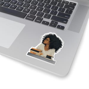 Adesivi a taglio bacio per la consapevolezza delle donne afroamericane, regalo per gli amanti dei libri, accessori per club di lettura, adesivi motivazionali per laptop, donne nere