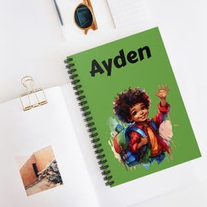 Cuaderno espiral personalizado para niños con nombre, bloc de notas escolar, diario divertido para niños, material escolar, regalo único
