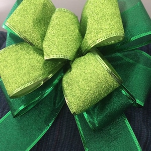 Handcrafted Green Irish Bow: Christmas Tree Topper