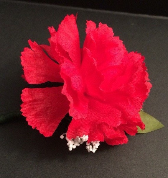 Small Corsage Set of 5 Red Carnation Boutonniere Silk