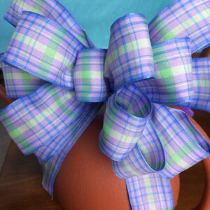 Purple & Green Plaid Bow / Lavender Bow for Fall Home Décor / Bow for Wreath / Bow for Lantern / Halloween Purple Bow
