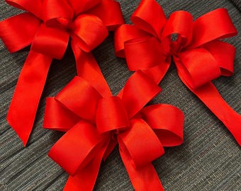 3 Red Bows Set: Gift Decor,  Vine Bottle Decoration