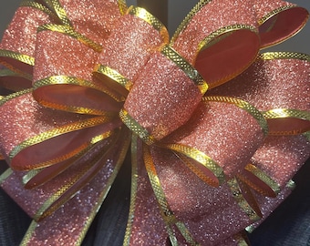 It’s a Girl Tree Topper Bow: Dusty Pink and Gold, Baby Shower Decor