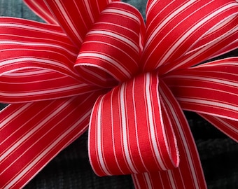 Red and White Patriotic Bow: Tree Topper, Wreath Decor