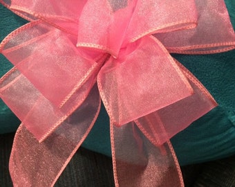 Sheer Pink Bow: Spring Wreath Decor, It’s a Girl Baby Shower