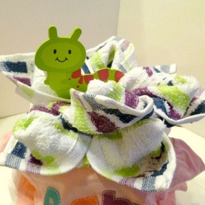 It's A Girl Diaper Cake / Happy Little Caterpillar / Baby Sister Onsie / Gift For Her / Baby Shower Decor / Gift for Mom / Sping Baby Cake image 1