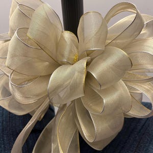 Champagne Gold Sheer Ribbon Bow: Christmas Tree Topper, Wedding Decor