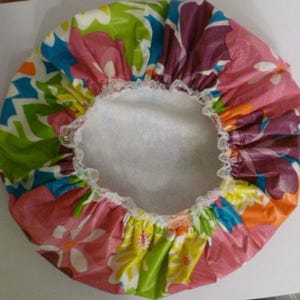 Waterproof Shower Cap Multicolored Daisie Flowers / Bridal Shower Favors / Gift For Her / Durable Soft Cap