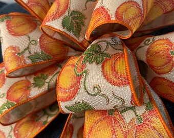 Pumpkin Ribbon Bow: Fall Wreath, Mantel, or Tree Topper
