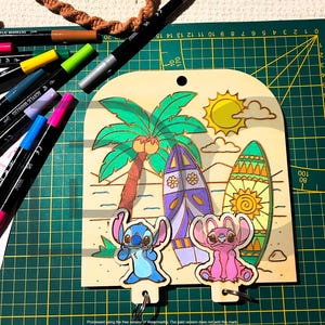 Lilo and Angel - Key Holder - Wood – Portachiavi - Legno - Project Inspired by Lilo and Stitch