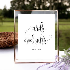 Karten und Geschenke Schild, schwarz und weiß Kalligraphie Skript, Geschenk Tisch DIY druckbare Schild Sofortiger Download druckbare digitale Datei, #916