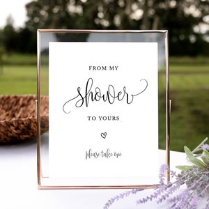 Od mojego prysznica do twojego znaku przysługi, minimalistyczny czarno-biały kaligrafia baby shower bridal shower, natychmiastowy plik do pobrania do druku-916