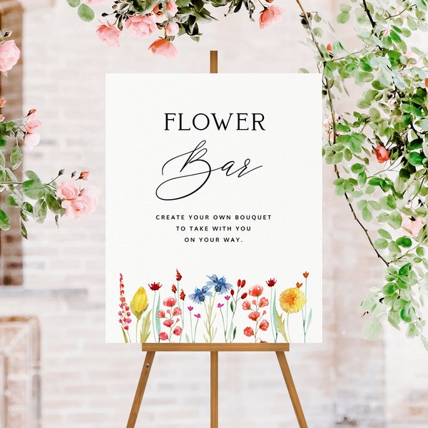 Flower Bar Sign, 3 Sizes, Wildflower Meadow Border, Printable Posters, Instant Download Digital File 182