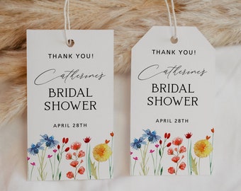 Wildflowers Editable Bridal Shower Favor Hanging Tags, ANY EVENT, Self-Edit Text Instant Download CORJL Template #182