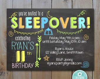 editable chalkboard birthday invitation neon colors etsy